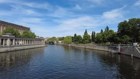 Spree river next to Berlin's museum island Stock Footage 282189865
