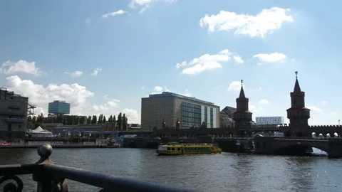 Spree (River) with Oberbaumbrücke Stock Footage 78412852