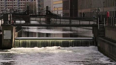Spree river waterfall Stock Footage 48911596