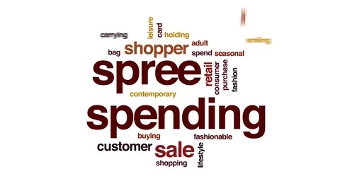 Spree spending animated word cloud, text design animation. Stock Footage 80471792