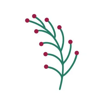A sprig with red berries . Vector illustration Stock Illustration