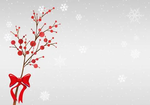 Sprig with red berries on a white background. Holly tree, mistletoe or ilex b Stock Illustration