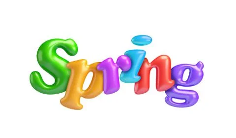Spring. 3d balloon letters. example of 3d alphabet.yummy abc collection. Stock Illustration