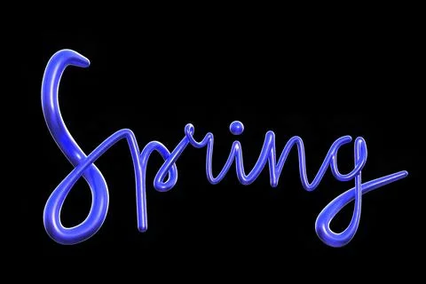 Spring 3d render lettering minimalistic modern word Stock Illustration
