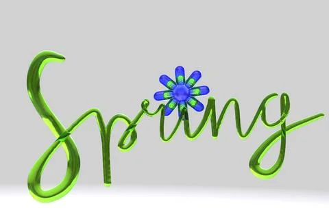 Spring 3d render lettering minimalistic modern word Stock Illustration