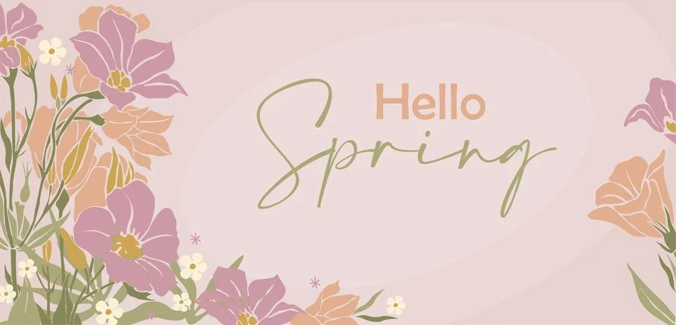 Spring abstract background with flowers vector art Stock Illustration