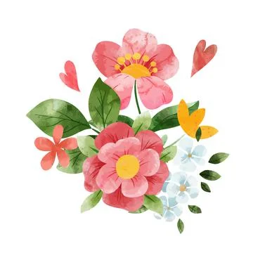 Spring abstract floral bouquet. Tiny wet flowers. Stock Illustration