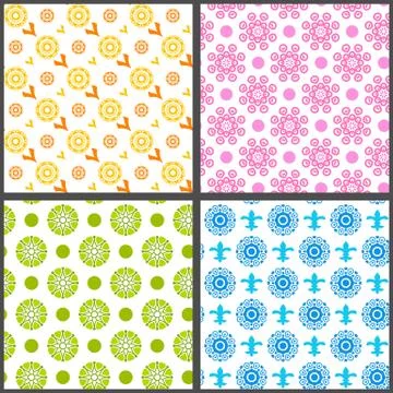 Spring abstract floral vector seamless patterns Stock Illustration