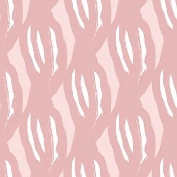 Spring abstract seamless pattern in pink pastel tones with leaves silhouettes Stock Illustration