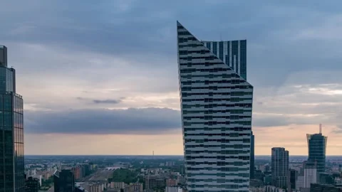 Spring Afternoon Timelapse of Warsaw's Downtown Skyscrapers Stock Footage 279142990
