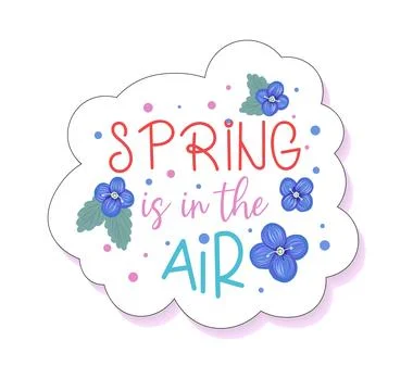 Spring is in air. sticker small blue flowers. spring flowers hyacinth. cute c Stock Illustration