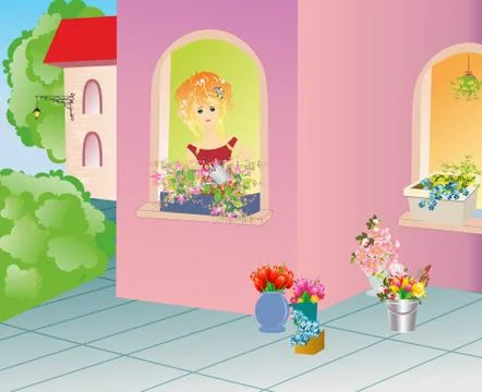 Spring in the alley, Illustrazione stock