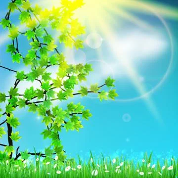 Spring and blue abstract defocused. Stock Illustration