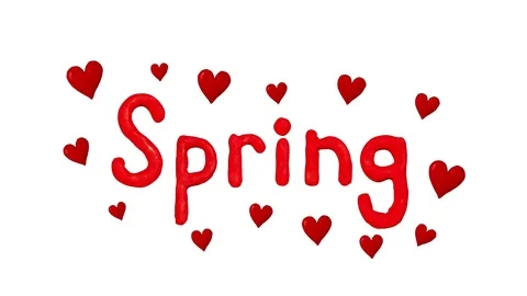 Spring and hearts. Includes alpha matte. Clay animation. 4K Stock Footage 73437792