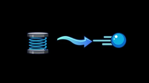 Spring and Motion Ball Physics Animation on Black Background Stock Footage 347710723