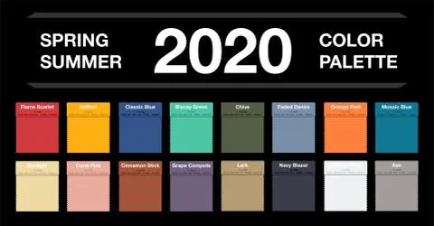 Spring and summer 2020 colors palette on black Stock Illustration