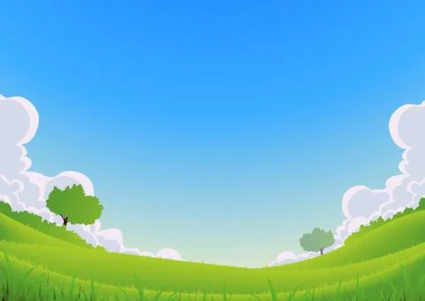 Spring and summer landscape - wide angle Illustrazione stock