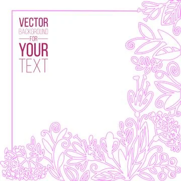 Spring and Summer template with doodle pink floral background. Creative Stock Illustration