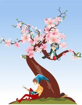 Spring and tree Stock Illustration