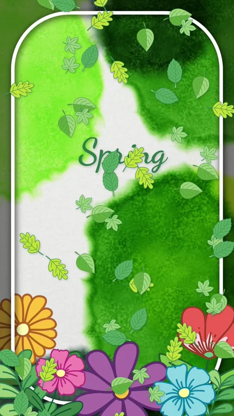 Spring Animation with Falling Leaves and Floral Watercolor Background Stock Footage 346569820