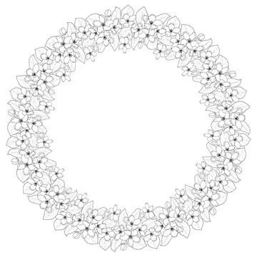 Spring Apple Blossom Frame Border Floral Wreath Stock Illustration