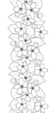 Spring Apple Blossom Seamless Border Floral Frame Stock Illustration