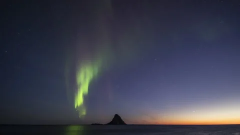 Spring Aurora Borealis over Bleiksoya Stock Footage 251352597