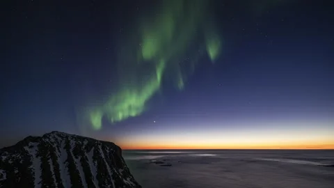 Spring Aurora Borealis with planet Venus Stock Footage 251348796