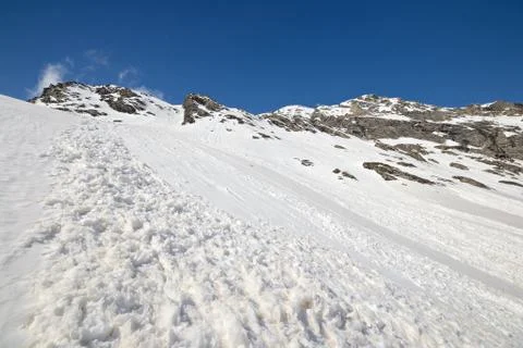 Spring avalanches in the alps Stock Photos