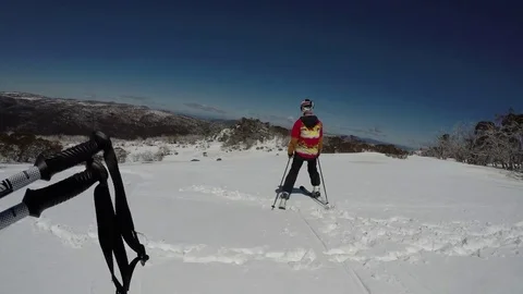 Spring Backcountry Skiing On Beautiful Day Video stock 80541732