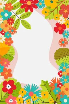 Spring background, Beautiful forest scene with flowers and woods , place for Stock Illustration