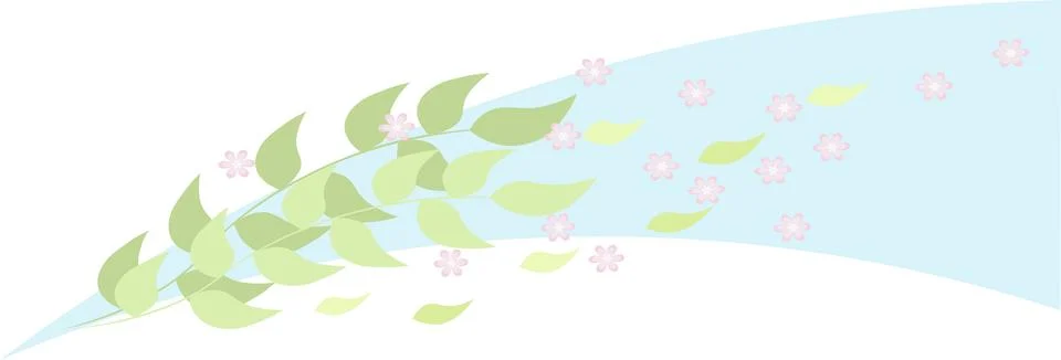 Spring background with blossoming apple tree branches and flying petals Stock Illustration
