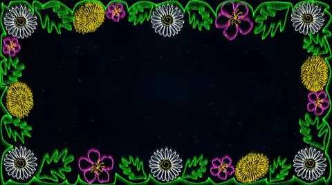 Spring background with colored flowers frame Stock Illustration