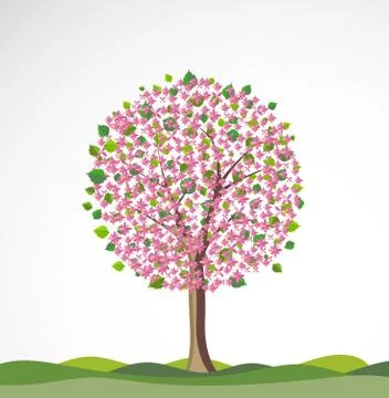 Spring background with flowering tree. Stock Illustration