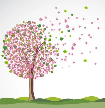 Spring background with flowering tree. Stock Illustration