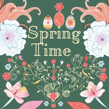 Spring background with flowers Stock Illustration