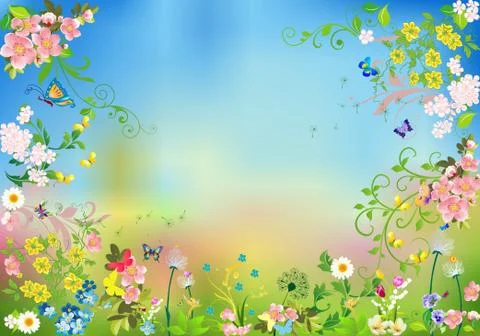 Spring background with flowers Stock Illustration