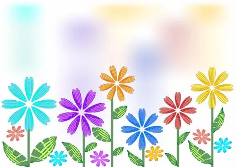 Spring background with futuristic flowers Stock Illustration