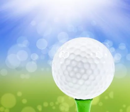 Spring background with a golf ball on a peg Foto stock