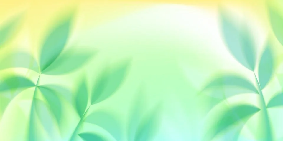 Spring background with gradient blur, green leaves Stock Illustration