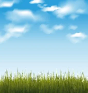 Spring background with green grass and sky Stock Illustration