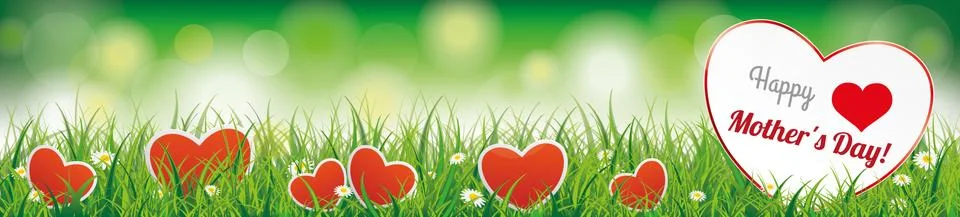 Spring Background Header Grass Happy Mothersday Stock Illustration