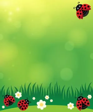Spring background with ladybugs Illustrazione stock
