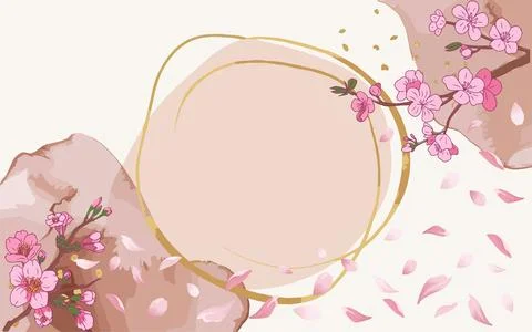 Spring background with pink cherry blossom branch. Stock Illustration