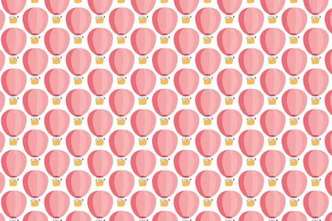 Spring background. Pink hot air balloon with flowers. Illustrazione stock
