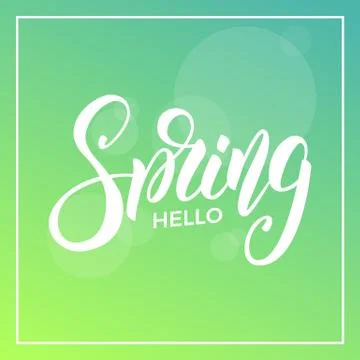 Spring. Background with script lettering Hello Spring and bokeh Stock-Illustration