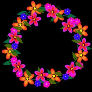 Spring background with a wreath of flowers. Hello spring. Stock Illustration