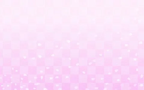 Spring Backgrounds, Cherry Blossom Petals and Japanese Checkered Pattern Stock Illustration