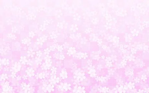 Spring Backgrounds, Cherry Blossom Petals and Japanese Checkered Pattern 스톡 일러스트