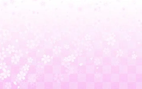 Spring Backgrounds, Cherry Blossom Petals and Japanese Checkered Pattern Stock Illustration